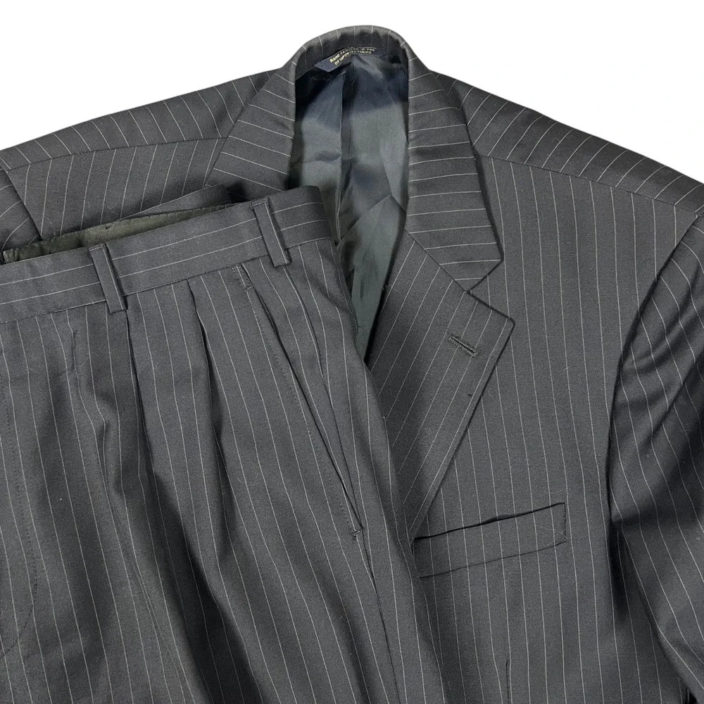 Vintage Brooks Brothers Golden Fleece 2 Piece Suit Men 44R Pinstripe Wool USA